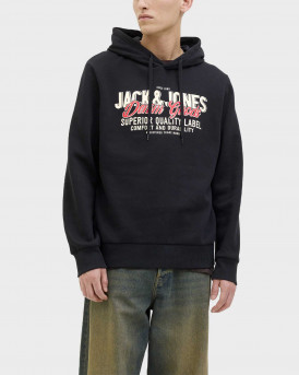 JACK & JONES ΑΝΔΡΙΚΟ ΦΟΥΤΕΡ ΜΕ ΚΟΥΚΟΥΛΑ - 12279649 - ΜΑΥΡΟ