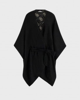 GUESS ΓΥΝΑΙΚΕΙΟ ΠΟΝΤΣΟ ΔΙΠΛΗΣ ΟΨΗΣ - AW5422POL03  - ΜΑΥΡΟ