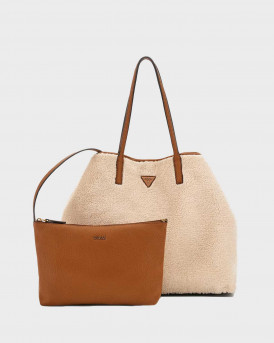 GUESS VICTTORIA ΓΥΝΑΙΚΕΙΑ ΤΣΑΝΤΑ SHOPPER ΑΠΟ ΣΥΝΘΕΤΙΚΗ ΓΟΥΝΑ - HWWG951429  - ΕΚΡΟΥ