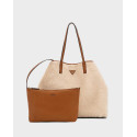 GUESS VICTTORIA ΓΥΝΑΙΚΕΙΑ ΤΣΑΝΤΑ SHOPPER ΑΠΟ ΣΥΝΘΕΤΙΚΗ ΓΟΥΝΑ - HWWG951429  - ΕΚΡΟΥ