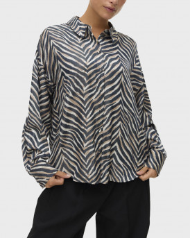 VERO MODA SONYA ΓΥΝΑΙΚΕΙΟ ΠΟΥΚΑΜΙΣΟ ZEBRA PRINT - 10337393 - ΜΑΥΡΟ