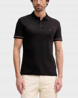 TOMMY HILFIGER ΑΝΔΡΙΚΗ ΚΟΝΤΟΜΑΝΙΚΗ ΠΟΛΟ ΜΠΛΟΥΖΑ - MW0MW41612 - ΜΑΥΡΟ