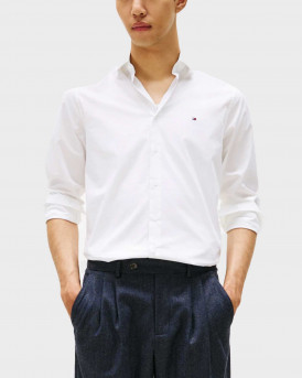 TOMMY HILFIGER ΑΝΔΡΙΚΟ ΠΟΥΚΑΜΙΣΟ ΠΟΠΛΙΝΑ - MW0MW38347 - ΑΣΠΡΟ