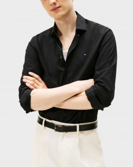 TOMMY HILFIGER ΑΝΔΡΙΚΟ ΠΟΥΚΑΜΙΣΟ ΠΟΠΛΙΝΑ - MW0MW38347 - ΜΑΥΡΟ