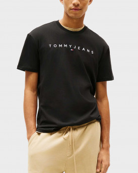 TOMMY JEANS TJM LINEAR LOGO ΑΝΔΡΙΚΗ ΚΟΝΤΟΜΑΝΙΚΗ ΜΠΛΟΥΖΑ - DM0DM20744 - ΜΑΥΡΟ