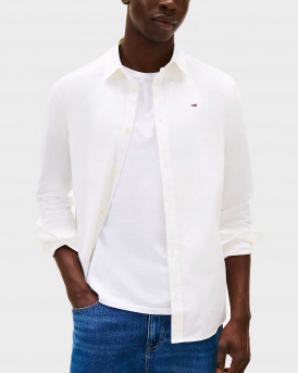 TOMMY JEANS ΑΝΔΡΙΚΟ ΠΟΥΚΑΜΙΣΟ ΠΟΠΛΙΝΑ - DM0DM04405 - ΑΣΠΡΟ