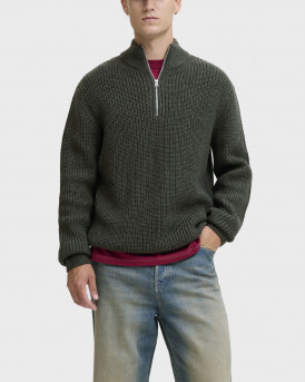 JACK & JONES JORBLEECKER ΑΝΔΡΙΚΟ ΠΟΥΛΟΒΕΡ HALF-ZIP - 12290085 - ΛΑΔΙ