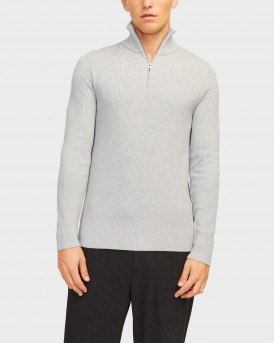 JACK & JONES ΑΝΔΡΙΚΟ ΠΟΥΛΟΒΕΡ HALF-ZIP - 12257773 - ΓΚΡΙ