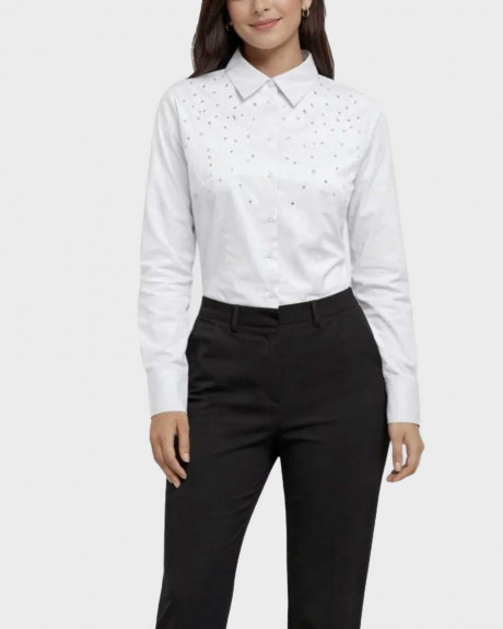 ONLY EVORA WOMEN'S POPLIN SHIRT WITH RHINESTONES - 15366704