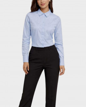 ONLY EVORA WOMEN'S POPLIN SHIRT WITH RHINESTONES - 15366704 - LIGHT BLUE