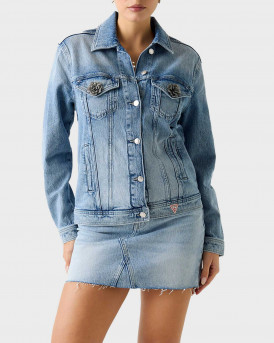 GUESS ANNA ΓΥΝΑΙΚΕΙΟ ΤΖΙΝ ΤΖΑΚΕΤ - W6RN73D6833 - ΜΠΛΕ