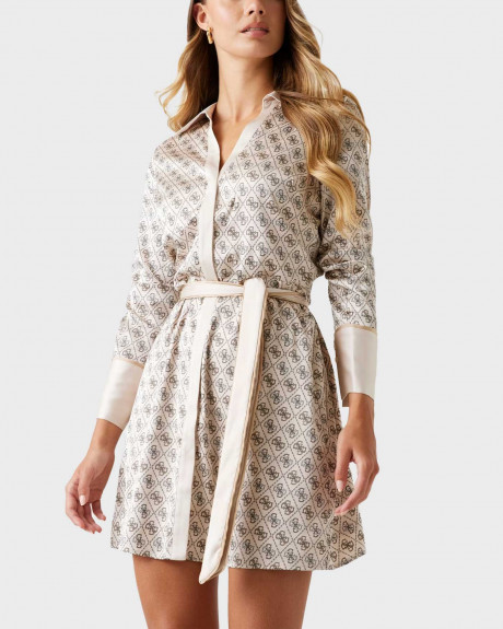 GUESS LS BLERT WOMEN'S SATIN WRAP DRESS - W6RK90WF1T2 