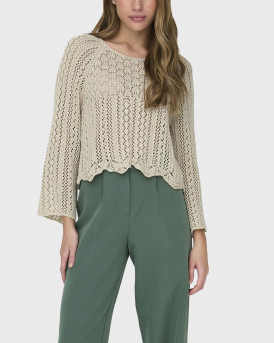 ONLY WOMEN'S CROCHET CROPPED BLOUSE - 15233173 - BEIGE
