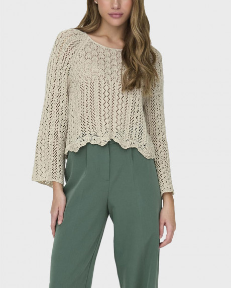 ONLY WOMEN'S CROCHET CROPPED BLOUSE - 15233173