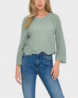ONLY WOMEN'S CROCHET CROPPED BLOUSE - 15233173 - MINT