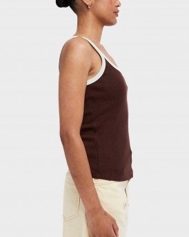 TOPSHOP LILJA WOMEN'S CONTRAST RIBBED TANK TOP - 31000921 - BROWN