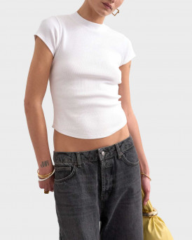 TOPSHOP EA WOMEN'S RIBBED TOP - 31000933 - WHITE