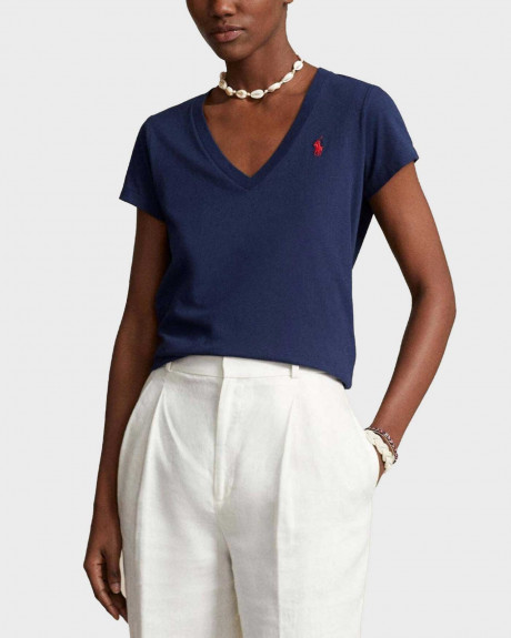 POLO RALPH LAUREN ΓΥΝΑΙΚΕΙΑ ΚΟΝΤΟΜΑΝΙΚΗ ΜΠΛΟΥΖΑ ΜΕ V ΛΑΙΜΟΚΟΨΗ - 211Β14611008