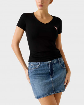 GUESS WOMEN'S V-NECK T-SHIRT - W2YI45J1314  - BLACK