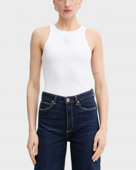 GUESS WOMEN'S RIB-KNIT TANK TOP - W6RP39KD092                          - WHITE