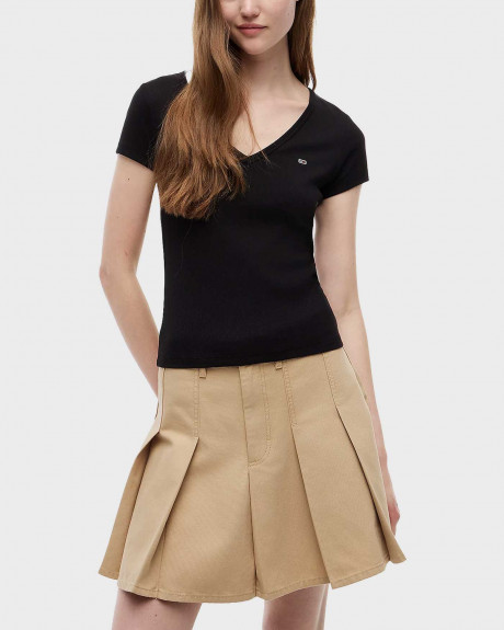 TOMMY JEANS ΓΥΝΑΙΚΕΙΑ ΚΟΝΤΟΜΑΝΙΚΗ ΡΙΜΠ ΜΠΛΟΥΖΑ ΜΕ V ΛΑΙΜΟΚΟΨΗ - DW0DW17385