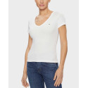TOMMY JEANS WOMEN'S RIB V-NECK T-SHIRT - DW0DW17385 - BLACK