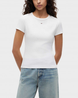 TOMMY JEANS ΓΥΝΑΙΚΕΙΑ ΚΟΝΤΟΜΑΝΙΚΗ ΡΙΜΠ ΜΠΛΟΥΖΑ - DW0DW17383 - ΑΣΠΡΟ