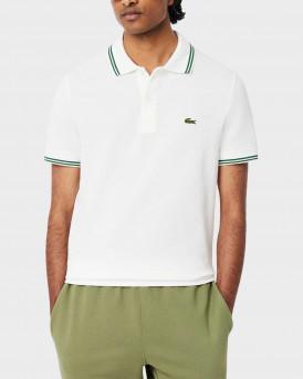 LACOSTE TRIM ACCENT ΑΝΔΡΙΚΗ ΚΟΝΤΟΜΑΝΙΚΗ ΠΟΛΟ ΜΠΛΟΥΖΑ - PH9875 - ΑΣΠΡΟ