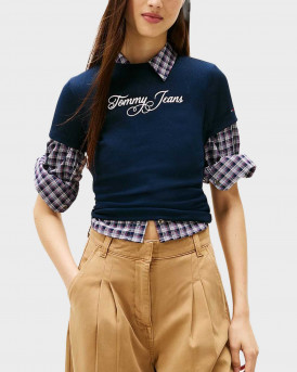 TOMMY JEANS ΓΥΝΑΙΚΕΙΑ ΚΟΝΤΟΜΑΝΙΚΗ ΡΙΜΠ ΜΠΛΟΥΖΑ - DW0DW21838 - ΜΠΛΕ