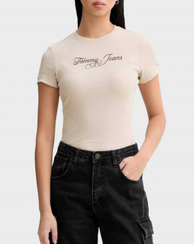 TOMMY JEANS ΓΥΝΑΙΚΕΙΑ ΚΟΝΤΟΜΑΝΙΚΗ ΡΙΜΠ ΜΠΛΟΥΖΑ - DW0DW21838 - MΠΕΖ