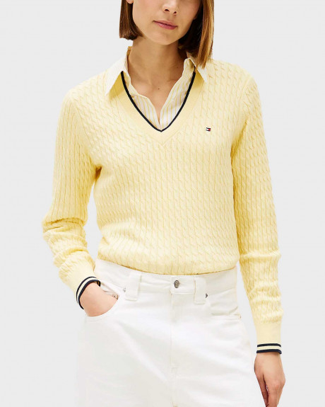 TOMMY HILFIGER ΓΥΝΑΙΚΕΙΟ ΠΟΥΛΟΒΕΡ ΜΕ V ΛΑΙΜΟΚΟΨΗ - WW0WW44987