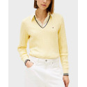TOMMY HILFIGER ΓΥΝΑΙΚΕΙΟ ΠΟΥΛΟΒΕΡ ΜΕ V ΛΑΙΜΟΚΟΨΗ - WW0WW44987 - ΚΙΤΡΙΝΟ