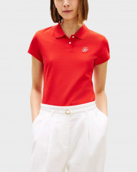 TOMMY HILFIGER TH SCRIPT ΓΥΝΑΙΚΕΙΑ ΚΟΝΤΟΜΑΝΙΚΗ ΠΟΛΟ ΜΠΛΟΥΖΑ - WW0WW49259 - KΟΚΚΙΝΟ