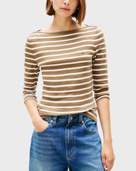 TOMMY HILIFGER ΓΥΝΑΙΚΕΙΑ ΜΠΛΟΥΖΑ ΜΕ BOAT ΛΑΙΜΟΚΟΨΗ - WW0WW40589 - ΚΑΦΕ