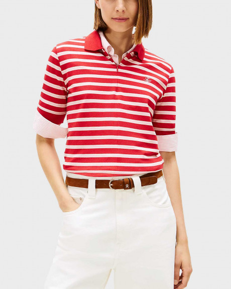 TOMMY HILFIGER ΓΥΝΑΙΚΕΙΑ ΚΟΝΤΟΜΑΝΙΚΗ ΠΟΛΟ ΜΠΛΟΥΖΑ HALF-ZIP - WW0WW47853