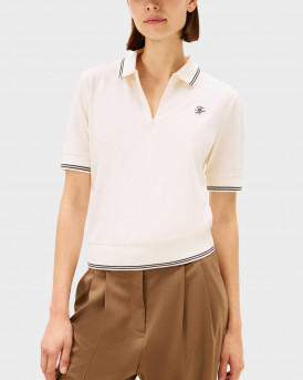 TOMMY HILFIGER ΓΥΝΑΙΚΕΙΑ ΚΟΝΤΟΜΑΝΙΚΗ ΠΟΛΟ ΜΠΛΟΥΖΑ HALF-ZIP - WW0WW47853 - ΕΚΡΟΥ