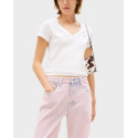 TOMMY JEANS WOMEN'S V-NECK T-SHIRT - DW0DW20458 - ECRU