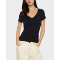 TOMMY JEANS WOMEN'S V-NECK T-SHIRT - DW0DW20458 - ECRU