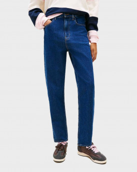 TOMMY JEANS WOMEN'S HIGH RISE MOM FIT JEANS -  DW0DW22446 - BLUE