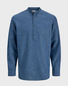 JACK & JONES MEN'S LINEN POLO SHIRT - 12289190 - BLUE