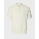 SELECTED SLMCRAN MEN'S KNIT ZIP SHORT SLEEVE POLO SHIRT - 16096388 - WHITE