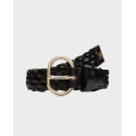 TOMMY HILFIGER WOMEN'S LEATHER BRAIDED BELT - AW0AW18111 - BLACK