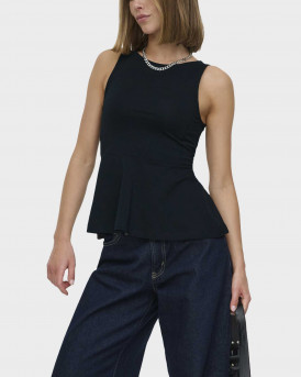 ONLY KISS WOMEN'S SLEEVELESS PEPLUM TOP - 15371788 - BLACK