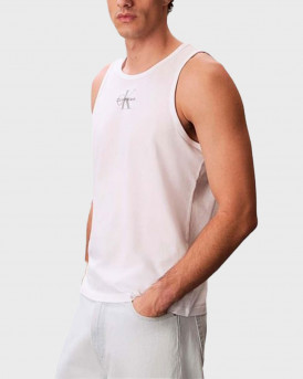 CALVIN KLEIN JEANS 30S CLASSIC MICRO MONOLOGO MEN'S TANK TOP - LV04RF850G - WHITE