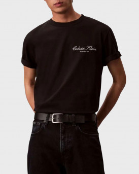 CALVIN KLEIN JEANS 20S MARCH GRAPHIC SEASONAL FASHI MEN'S SHORT SLEEVE T-SHIRT - LV04RF822G - BLACK