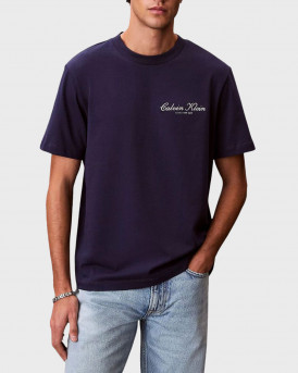 CALVIN KLEIN JEANS 20S MARCH GRAPHIC SEASONAL FASHI MEN'S SHORT SLEEVE T-SHIRT - LV04RF822G - PURPLE