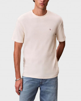 CALVIN KLEIN JEANS WAFFLE MEN'S SHORT SLEEVE T-SHIRT - LV04RD008G - ECRU