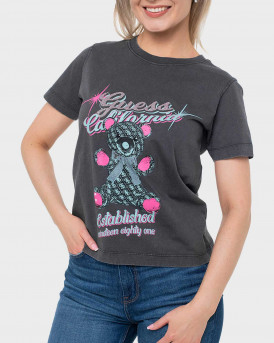 GUESS SS CN GUESS BEAR TEE WOMEN'S T-SHIRT - W6RI38I3Z14  - DARK GREY