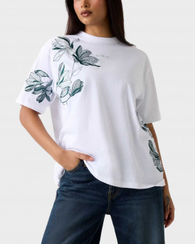 GUESS CN BOTANICAL TEE WOMEN'S T-SHIRT - W6RI36I3Z14 - WHITE