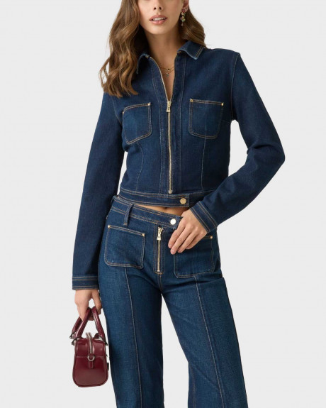 GUESS AMELIE WOMEN'S CROPPED DENIM JACKET - W6RN76D6881 